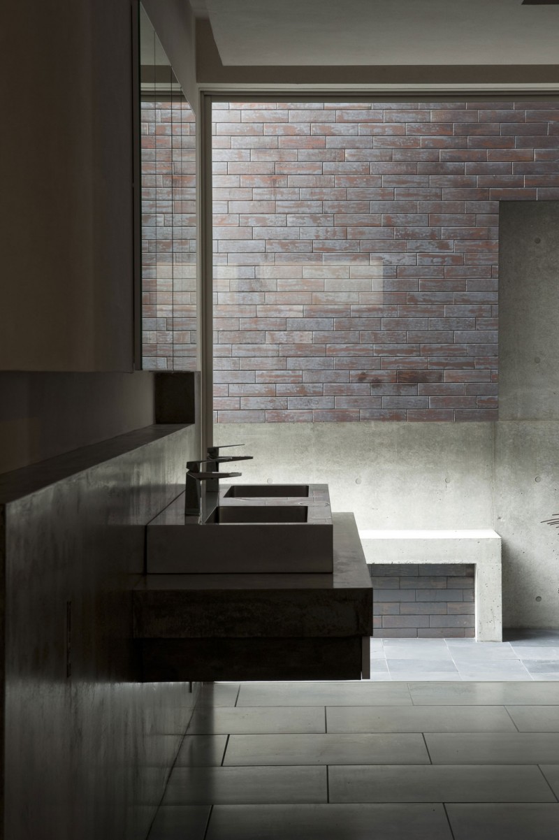 House Of With Shady House Of Silence Interior With Nice Combination Of Brick And Concrete Wall In Grey Displaying Floating Vanity Dream Homes  Sophisticated Modern Japanese Home With Concrete Construction Of Shiga Prefecture