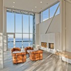 Brown Sofas Tables Simple Brown Sofas And Brown Tables In The Two Hulls House Living Room With Wide Fireplace Dream Homes Stunning Cantilevered Home With Earthy Tones Of Minimalist Interior Designs