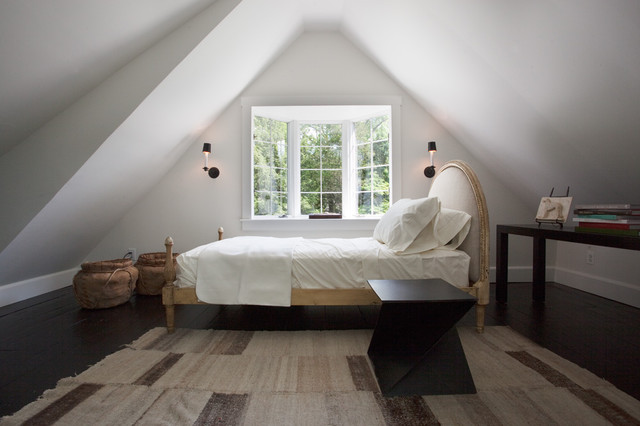 Concept For Bedroom Simple Concept For Farmhouse Attic Bedroom Ideas With Cream Wooden Bed And Rattan Basket Furnished Black Wall Lamp Bedroom  Elegant And Bright Bedroom Decoration With Glowing Sloped Ceilings