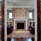 Living Room Fireplace Simple Living Room Design With Fireplace Mantel Kits That Brick Wall Decorating That Violet Sofas Add Nice The Area Dream Homes Cozy Minimalist Interior Design With Focus On Fireplace Mantel Kits