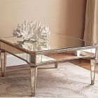 Mirrored Coffee With Simple Mirrored Coffee Table Idea With Old Fashioned Legs Displaying White Coral As Centerpiece Reflected By Top Bedroom Outstanding Mirrored Furniture For Bedroom Decoration Ideas