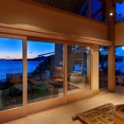 Wooden Glass In Simple Wooden Glass Windows Installed In Contemporary Living Room With Glossy Potted Plants On Gold Glossy Floor Dream Homes Beautiful Seaside Home With Classic And Vintage Decorations