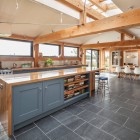 Kitchen Design Farmhouse Sleek Kitchen Design At Allies Farmhouse With Wooden Countertop And Gray Cabinet Door As Bookcase Too Dream Homes Stunning Rustic Contemporary Home With Bright Interior Accents