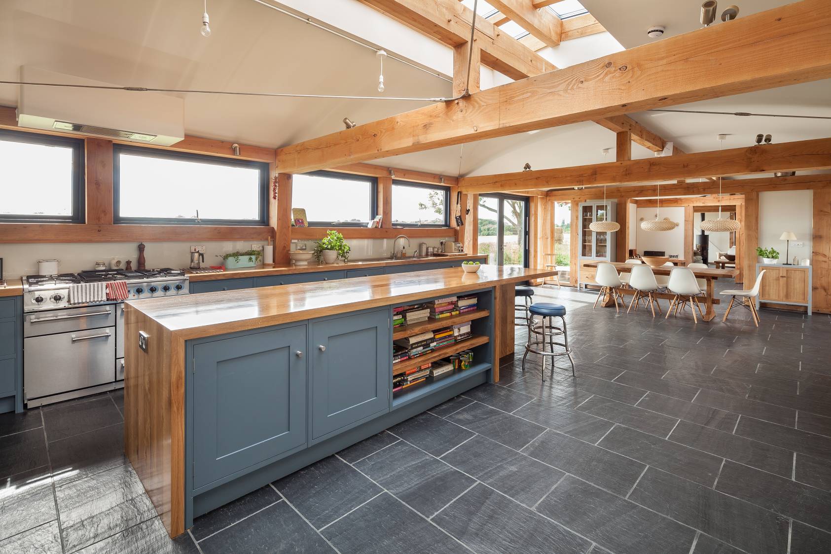 Kitchen Design Farmhouse Sleek Kitchen Design At Allies Farmhouse With Wooden Countertop And Gray Cabinet Door As Bookcase Too Dream Homes Stunning Rustic Contemporary Home With Bright Interior Accents