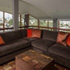 House San Fredman Small House San Francisco Susan Fredman Design Group Living Room On Upper Floor With Brown Sofa Interior Design Modern Mountain Home With Concrete Exterior And Interior Structure