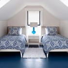 Loft Bedroom Twin Small Loft Bedroom With Nice Twin Beds Beautiful Patterned Quilt Glossy Blue Laminate Flooring White Fur Rug Bedroom 20 Stunning Blue Bedroom Ideas With Vintage Cover Decorations