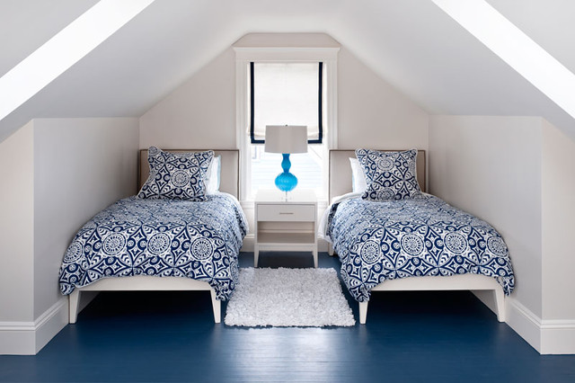 Loft Bedroom Twin Small Loft Bedroom With Nice Twin Beds Beautiful Patterned Quilt Glossy Blue Laminate Flooring White Fur Rug Bedroom 20 Stunning Blue Bedroom Ideas With Vintage Cover Decorations