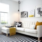 Studio Apartment Idea Small Studio Apartment Living Room Idea With Black White Striped Rug Covering Floor For White Sofa Sectionals Dream Homes Fancy Modern Sectional Sofas Creates Elegant Living Spaces And Nuance