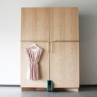 Sollution For Closet Smart Solution For Walk In Closet For Small Spaces Structured By Light Brown Wooden Material In Two Door With Outside Hanging Clothes Bedroom Elegant Contemporary Walk-In Closet Designs To Give Your Bedroom