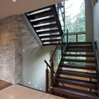 Stairs In Made Special Stairs In Zigzag Style Made Of Wooden Material In Dark Brown Color In The Luxury Compass Pointe House Decoration Amazing Modern Rustic Home With Warm And Contemporary Interior Style