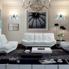 Classic Living With Stunning Classic Living Room Design With White Colored Contemporary Sofas And Golden Colored Chandeliers In The Ceiling Decoration Remarkable Beautiful Contemporary Sofas With Various Elegant Styles