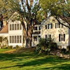 Landscape Courtyard Traditional Stunning Landscape Courtyard Outside The Traditional Yellow Home With Big Windows With Green Lawn And Big Trees Decoration Stunning Ancient Home Designs For Your Amazing Living Experiences