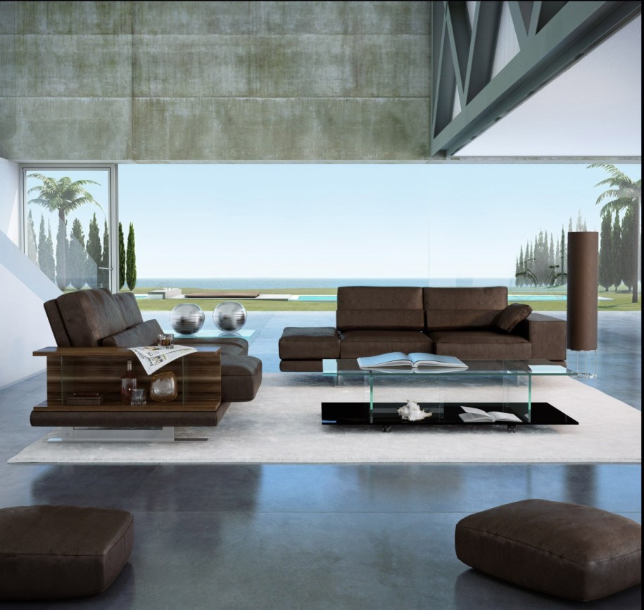 Living Room Dark Stunning Living Room Design With Dark Brown Colored Rolf Benz Sofa And White Colored Rug Carpet On The Floor Interior Design  Majestic Rolf Benz Sofa For Every Style Of Luxury Room Interior