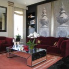 Traditional Living With Stunning Traditional Living Room Design With Dark Purple Colored Classic Sofas And Reflective Mirror Table Decoration Classic Contemporary Sofas For A Living Room Arrangements