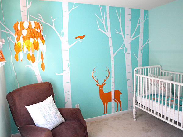 See Cate Design Stylish See Cate Create Nursery Design Interior With Brown Sofa Furniture And Blue Wallpaper Decoration Ideas For Home Inspiration Kids Room  Colorful Baby Room With Essential Furniture And Decorations