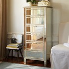 Tall Pottery Dresser Stylish Tall Pottery Barn Mirrored Dresser Placed Between White Skirted Chair And Wooden Stool With Book Stack Bedroom Outstanding Mirrored Furniture For Bedroom Decoration Ideas