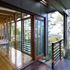 Dining Room Table Terrific Dining Room With Wood Table And White Chairs Installed On Wood Glossy Floor Inside Storrs Road Residence With Pendant Decoration Amazing Floating Deck Concept For Luminous Modern House