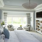 Perforated Pendant In Terrific Perforated Pendant Light Installed In Transitional Bedroom With Build Your Own Bookcases Design Idea And Entertainment Wall Furniture Creative Bookcases Arrangements For Making The Small Home Library