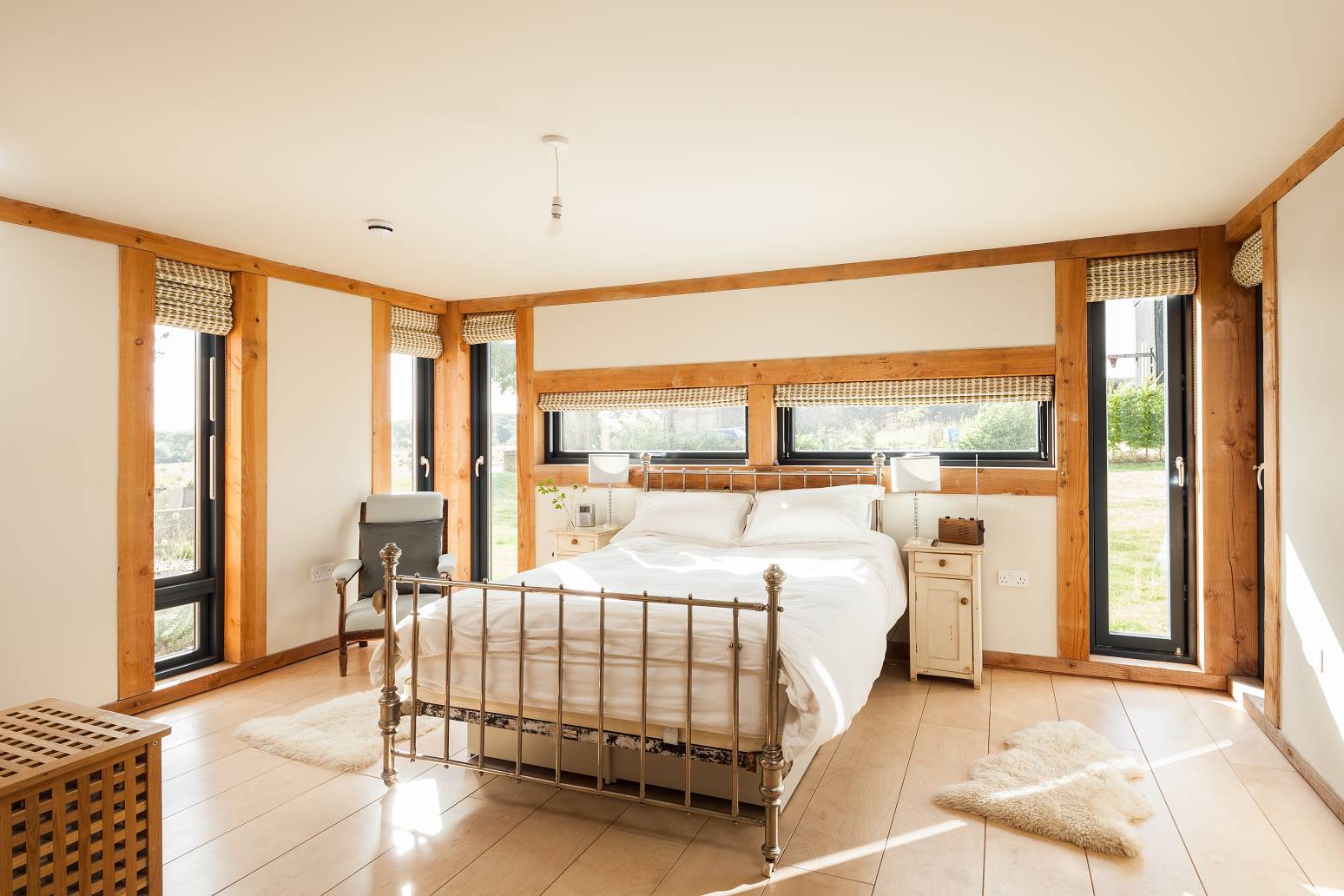 Bedroom Design Farmhouse Traditional Bedroom Design At Allies Farmhouse With Metal Bed Frame Design On White Oak Flooring Design Ideas Dream Homes  Stunning Rustic Contemporary Home With Bright Interior Accents