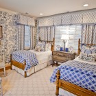 Bedroom Involved Beds Traditional Bedroom Involved Wooden Twin Beds With White Blue Duvets On Tiled Floor Beautified With Nature Patterned Wall Bedroom Beautiful Duvet Cover Set With Big Ideas On Bedroom Furniture