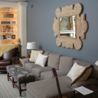 Family Room Wall Traditional Family Room Beautified Wooden Wall Glass On Gray Painted Wall Installed With Dark Gray Chaise Sofa Dream Homes Comfortable And Elegant Chaise Sofa For Corner Decorations