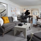 Family Room With Traditional Family Room Design Ideas With White Table Between Grey Sofas And Nice Chair That Furniture Completed The Area Decoration Fashionable And Modern Grey Sofas For White Interior Colors (+20 New Images)