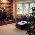 Family Room Designer Traditional Family Room With Glaring Designer Christmas Tree Ornaments Rough Brick Wall French Window Dark Leather Sofa Decoration Beautiful Christmas Tree Ornaments The Holy Greenery And Stunning Elements