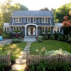 Home With And Traditional Home With Blue Siding And Picket Fence Covering The Small Garden And Courtyard With Stone Pathway Decoration Stunning Ancient Home Designs For Your Amazing Living Experiences