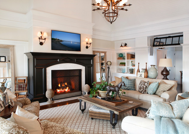 Living Room Wooden Traditional Living Room Design With Wooden Table Beside The Fireplace Mantel In Black Color Decor Fireplace 20 Impressive Fireplace Mantel For Stunning Living Room Designs