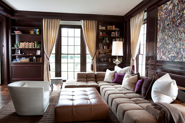 Home Library Comfortable Transitional Home Library Featured With Comfortable Lounge Involving Tufted Sofas And Sectionals And Ottoman Decoration Lavish Sofas And Sectionals For Cozy Living Room Appearance