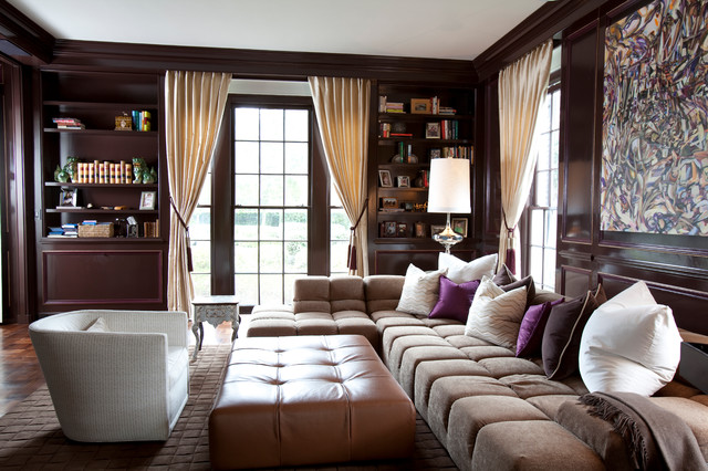 Home Library Comfortable Transitional Home Library Featured With Comfortable Lounge Involving Tufted Sofas And Sectionals And Ottoman Interior Design Lavish Sofas And Sectionals For Cozy Living Room Appearance