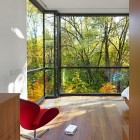 Cedarvale Ravine Interior Unique Cedarvale Ravine House Design Interior In Bedroom Space Decorated With Modern Red Small Sofa Furniture And Glass Wall Ideas Dream Homes Elegant And Modern Canadian Home With Open Plan Living Room (+10 New Images)