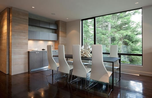 Chairs In Seat Unique Chairs In High Back Seat Colored In White With A Square Table In The Dining Room Of The Luxury Compass Pointe House Interior Design  Amazing Modern Rustic Home With Warm And Contemporary Interior Style