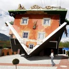 Facede View Daylight Unique Facade View At The Daylight In Upside Down House Terfens Austria That Used Face Pattern In Building Decoration Stunning And Beautiful Home Design Upside Down In Tornado