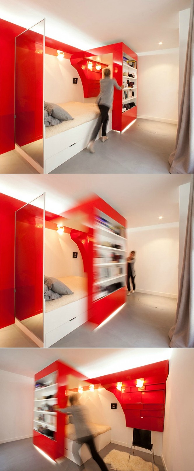 Red And And Unique Red And White Bed And Shelves Furniture In Modern Design Used Modular Decoration Ideas For Inspiration Bedroom  30 Romantic Red Bedroom Design For A Comfortable Appearances