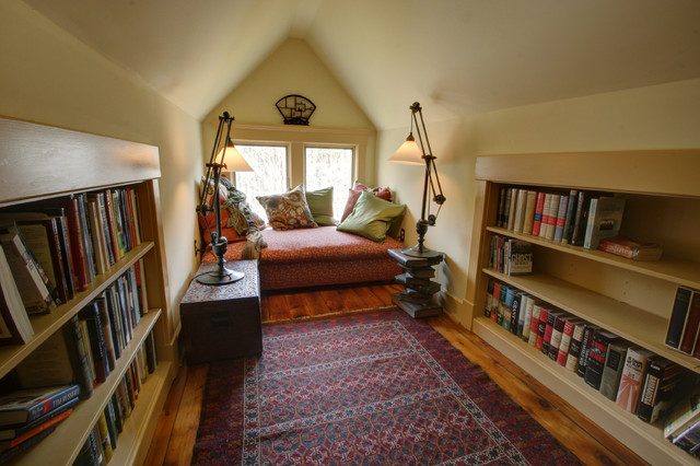 Shapes Curved In Unique Shapes Curved Table Lamps In Farmhouse Attic Bedroom Ideas With Cream Open Cabinets And Assorted Pattern Carpet Bedroom Elegant And Bright Bedroom Decoration With Glowing Sloped Ceilings