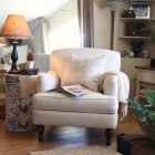 View In Room Warm View In The Living Room Area With Standing Alone On Chair Accompanied The Burlap Lamp Shade Decor Decoration Fascinating Burlap Lamp Shades For Classy Room Interiors