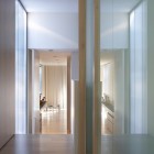 Wood Floor Luff Warm Wood Floor In Spacious Luff Residence Interior Modern Small Bar Stools Glass Wall Minimalist White Door With Metallic Knob Architecture Astonishing Contemporary Concrete Home With Minimalist Interior Features