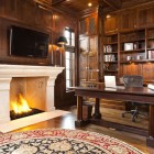Fire Showed Fireplace Wonderful Fire Visualized By The Fireplace Mantel Under The Led TV Facing The Wooden Table Design Ideas Fireplace 20 Impressive Fireplace Mantel For Stunning Living Room Designs