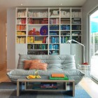 Light Gray With Wonderful Light Gray Tufted Lounge With Curved Standing Lamp Installed In Mid Century Living Room With Build Your Own Bookcases Idea Furniture Creative Bookcases Arrangements For Making The Small Home Library (+12 New Images)