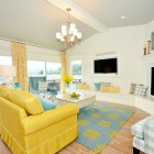 View By With Wonderful View By Living Room With Yellow Sofas Feat Blue Pillows Under The Pendant Lamps And White Wall Make Bright The Area Dream Homes 20 Eye-Catching Yellow Sofas For Any Living Room Of The Modern House