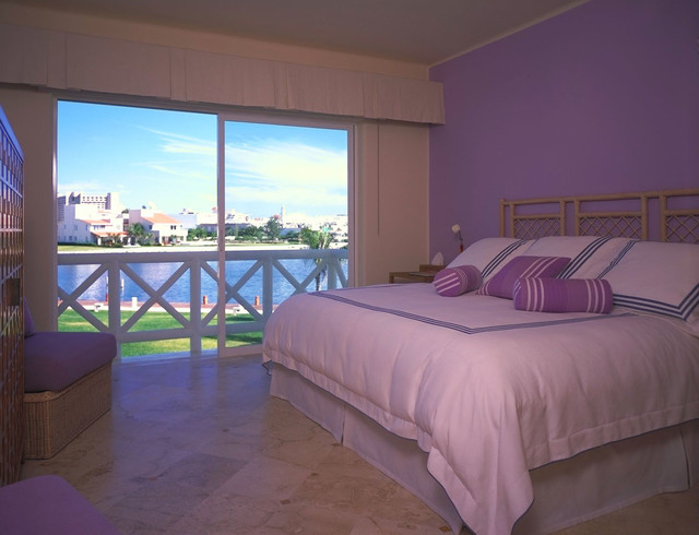 Purple Bedroom Tropical Wondrous Purple Bedroom Ideas In Tropical Bedroom With Shiny Floor Made From Marble Blocks And Beautiful View Of Big Blue Lake  26 Bewitching Purple Bedroom Design For Comfort Decoration Ideas