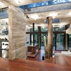 Corallo House Arquitectura Adorable Corallo House By Paz Arquitectura Unitary Room Idea Displaying Tree Growing In The House With Glass Storage Architecture Natural Concrete Home With Wooden Floor And Glass Skylight