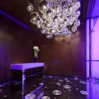 Luxury Modern With Amazing Luxury Modern Chandelier Lighting With Glass Material In Entry Way Combined With Purple LED Lighting Design Ideas Furniture Extraordinary Contemporary Chandelier For Your Living And Dining Room