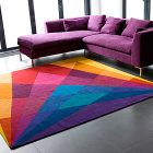 Rainbow Color Perfectly Amazing Rainbow Color Combination Displayed Perfectly By The Rug On Grey Tiled Flooring With Match Purple Sofa Tone Decoration Spectacular Home Interior Design With Vibrant Rug And Patterns