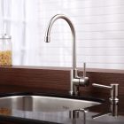 Kraus Stainless Faucet Appealing Kraus Stainless Steel Kitchen Faucet With Glossy Surface On Wide Mounted Sink Bowl Kitchens 10 Stainless Steel Kitchen Faucet To Complement The Functionality