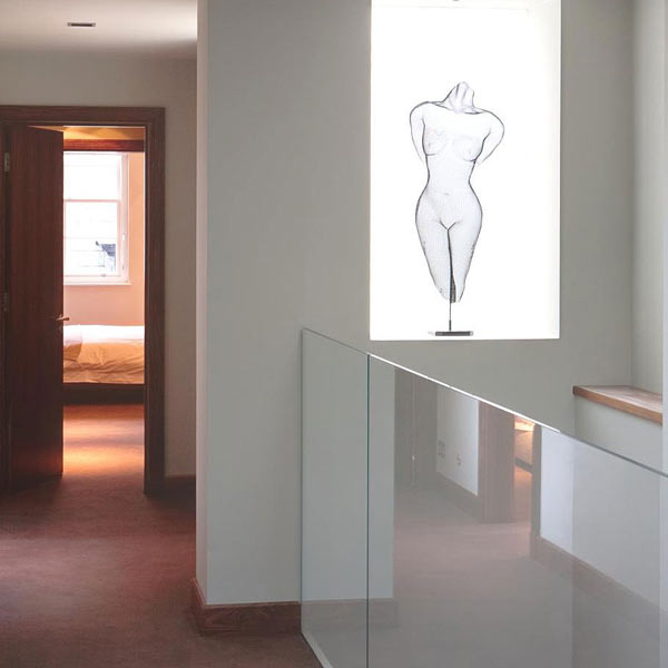 Woman Body By Artistic Woman Body Sketch Brightened By Bright LED Lamp To Beautify Kensington Penthouse Stair With Balustrade Apartments Elegant Modern Penthouse With Bold Interior Decoration Themes