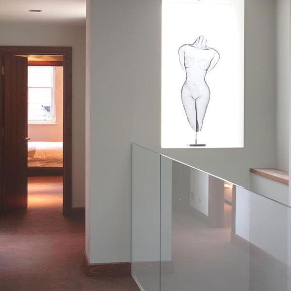 Woman Body By Artistic Woman Body Sketch Brightened By Bright LED Lamp To Beautify Kensington Penthouse Stair With Balustrade Apartments Elegant Modern Penthouse With Bold Interior Decoration Themes
