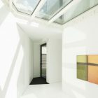 Glass Roof Themed Bright Glass Roof In White Themed House K Interior Nice Abstract Painting Glass Door In Dark Frame Dream Homes Stunning Contemporary House With Bright Black And White Colors