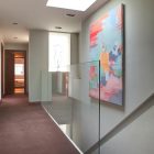 Huge Painting Kensington Colorful Huge Painting Studded On Kensington Penthouse White Painted Wall Of Stairwell With Glass Balustrade Apartments Elegant Modern Penthouse With Bold Interior Decoration Themes